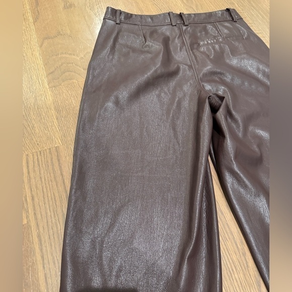 The Reset | R Label Slouchy Vegan Leather Trouser in Chocolate Burgundy Size S - Picture 13 of 17